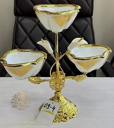 для фруктов: Трёхъярусная декоративная фруктовница/конфетница на ножке - — 2