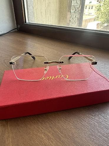 Аксессуары: Очки Cartier безободковые (rimless) - Форма линз: прямоугольная, с — 2
