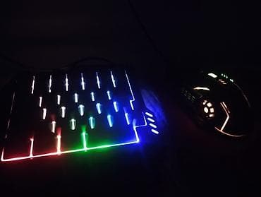 портативный сенсорный монитор: Игровой комплект: однорукая клавиатура + проводная мышь с подсветкой — 2