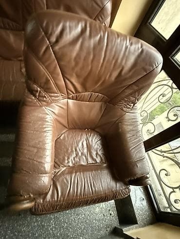 кожанный кресло: Комплект мягкой мебели, цвет - Коричневый — 2