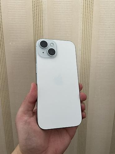 IPhone 15, Б/у, 128 ГБ, Белый, Зарядное устройство, Защитное стекло, Чехол, 90 %