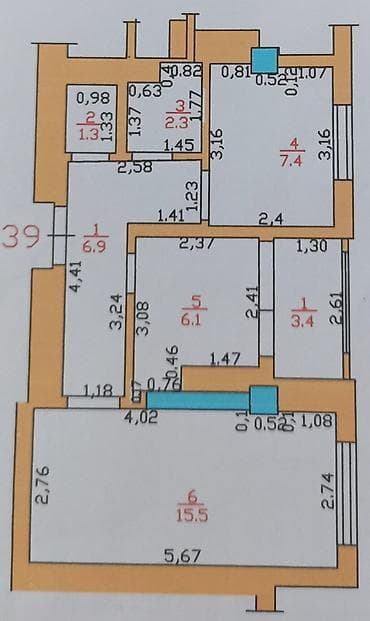 osh flats: 1 комната, 40 м², Элитка, 11 этаж, Дизайнерский ремонт — 6