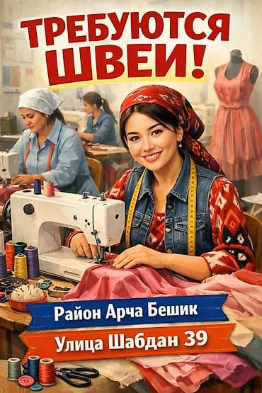 швеа требуется: Швея, Постоянная, Прямострочка, Район: Арча-Бешик ж/м, Форма, Оплата: Еженедельно, Опыт работы: 3-5 лет опыта — 1