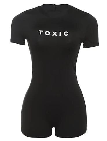 Черный облегающий женский комбинезон «TOXIC»