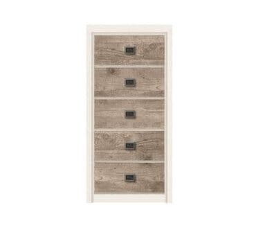 узкие прикроватные тумбочки ширина 20 см: Артикул: 00025063 Коен - Комод КОМ5S, Ясень снежный/Сосна натуральная — 1