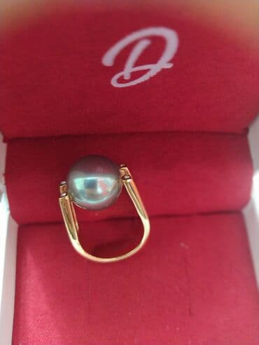 чёрное кольцо из вольфрама: Кольцо, Печатка, Проба 925, Женские, Жемчуг, Новый — 5