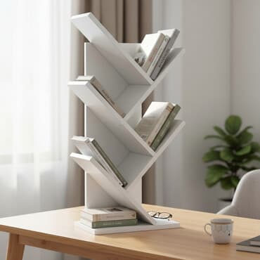 книжные шкафы и полки: Полка настольная для книг P007 Елка (Белый) Полка для книг в виде — 1