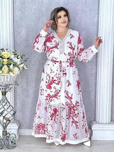 Платье макси с цветочным принтом - Длина: макси, расклёшенный низ с