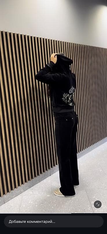 nike tech: Велюровый спортивный костюм женский, черный. - Комплект: худи на — 5