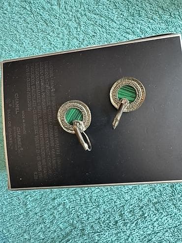 темирден: Серьги-подвески с зелёными вставками «под малахит» - Тип: серьги с — 2
