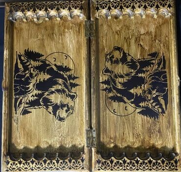 настольные: ШАХМАТЫ -НАРДЫ.ДВА В ОДНОМ ИЗ ОРЕХА. РУЧНАЯ РАБОТА ФИШКИ ФИГУРКИ — 3