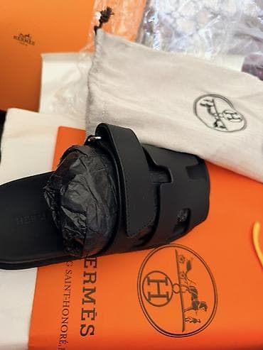 Сандалии Hermès Oran, цвет черный. Продаю черные шлепанцы Hermes — 3