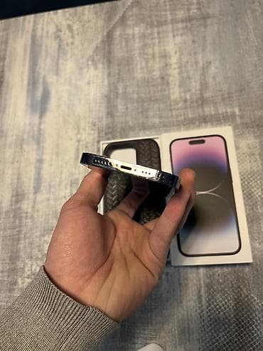 телифон айфон: IPhone 14 Pro, Б/у, 128 ГБ, Deep Purple, Чехол, Коробка, 86 % — 6