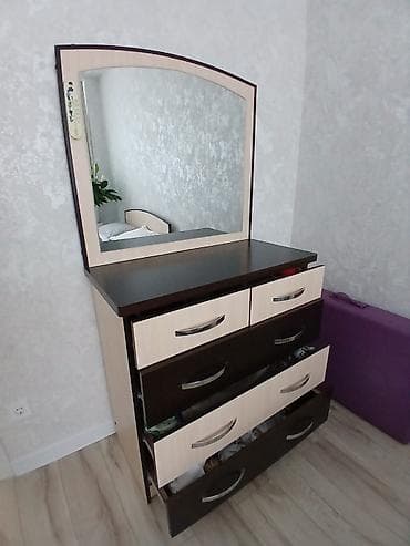 комод с зеркалом цена: Туалетный столик, С зеркалом, цвет - Бежевый, ЛДСП — 3