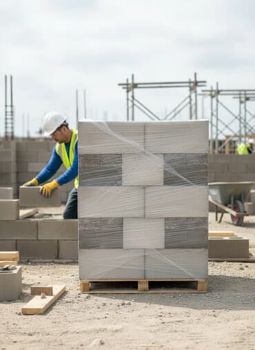 куплю газабетоные оборудование для производства газаблока: Паллеты с бетонными блоками, предназначенными для строительных работ — 1