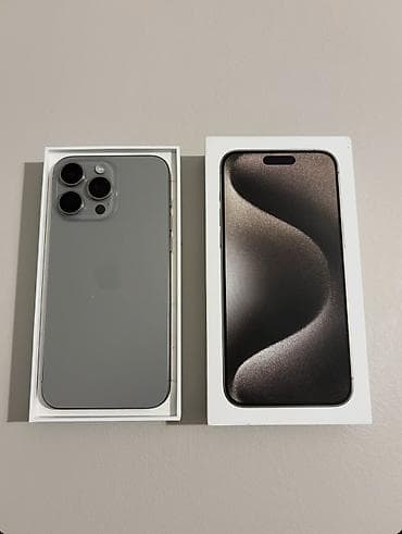 IPhone 15 Pro Max, Новый, 512 ГБ, Natural Titanium, Защитное стекло, Чехол, Коробка, 88 %