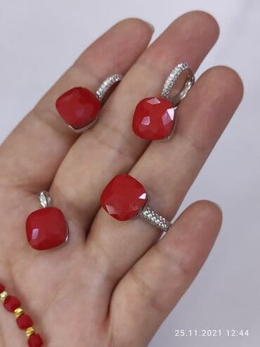 эксклюзивные свадебные пригласительные: Очень красивый Набор с камнями Кораллы по краям фианиты Италия — 5