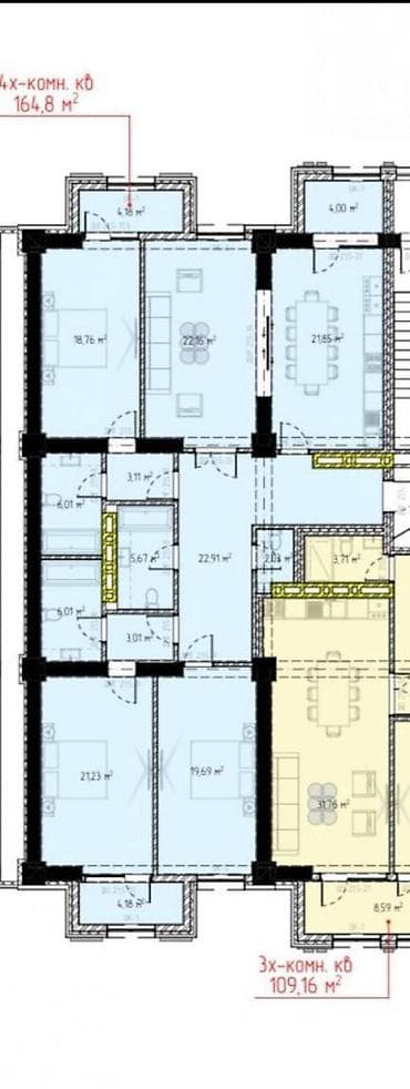 kyrgyz: 4 комнаты, 165 м², Элитка, 5 этаж, Готовая ПСО (под самоотделку) — 2