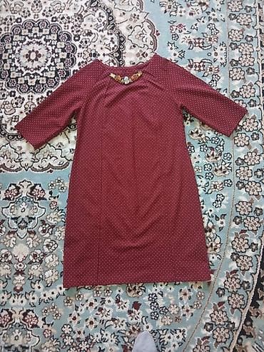 бордовое платье рубашка: Повседневное платье, Трикотаж, Прямое, XS — 1