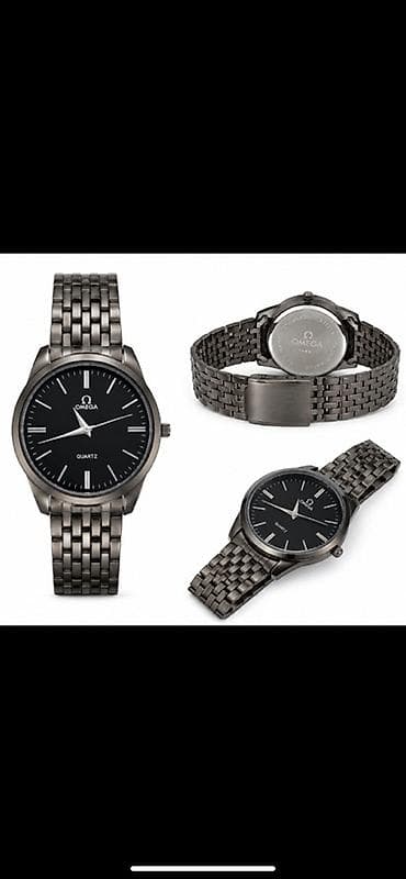 Мужские наручные часы Omega, кварцевые. - Классический дизайн: черный — 1