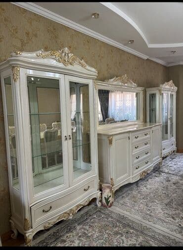 продажа мебель: Гарнитур для зала, Б/у, Журнальный стол, Стул, Шкаф, В рассрочку, Самовывоз, цвет - Белый — 3