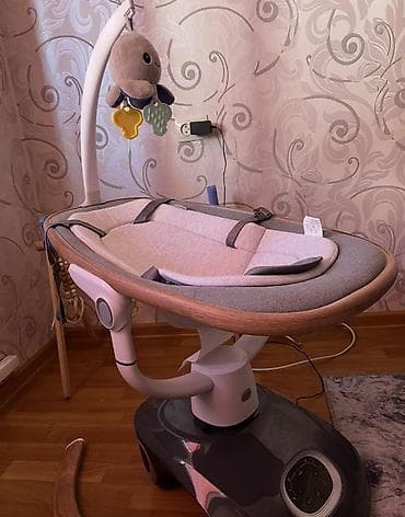 с люлькой: Продаю электрокачель шезлонг Luxmom by058 темно-серый, в отличном — 3