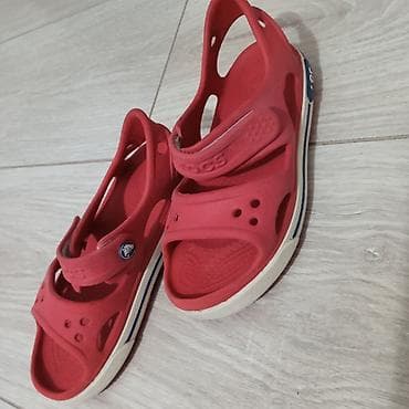 обувь америка: Детские сандалии Crocs(оригинал) - Цвет: ярко‑красный с бело‑синей — 2