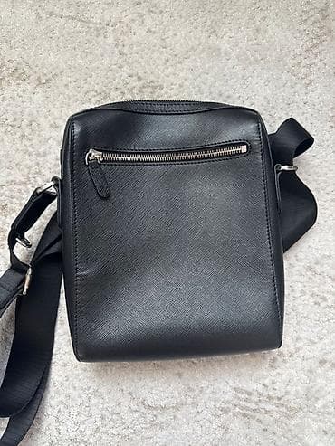 Классические сумки: Мужская сумка через плечо PETEK - Материал: черная натуральная кожа с — 2