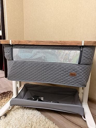 кабель 25: Детская приставная кроватка, С колесиками, цвет - Серый — 1