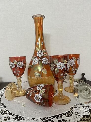 чешскую посуду ручной работы: Антикварный набор производства Чехословакия, ручная роспись — 3