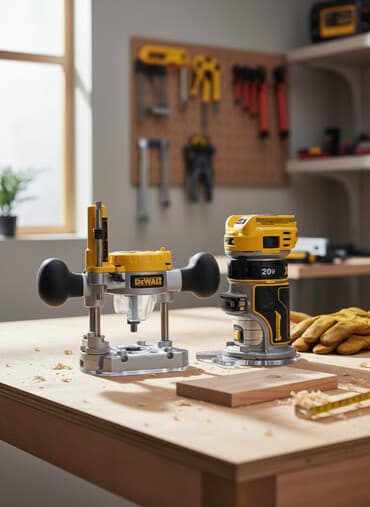 Аккумуляторный ручной фрезер DEWALT XR 20V с комплектной погружной