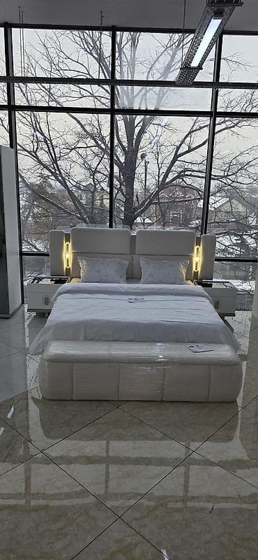 мебель гостиной: Спальный гарнитур, Новый, Двуспальная кровать, Другая страна производитель, В рассрочку, МДФ, Бесплатная доставка, цвет - Белый — 3