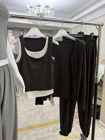 Айымдардын кийими: Женский комплект из мягкого трикотажа (casual/lounge) Состав набора — 3