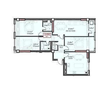 royal construction: 4 комнаты, 112 м², Элитка, 11 этаж, Готовая ПСО (под самоотделку) — 3
