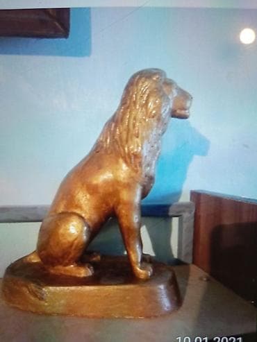 кожанная обувь: Гипсовые декоративные фигуры животных - Тигр лежащий на подставке — 5