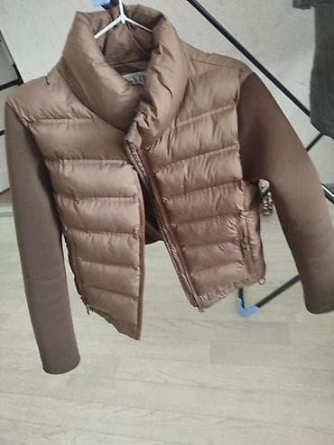 коричневые мужские куртки: Женская куртка-микс: плотные трикотажные рукава и спинка + стёганая — 1