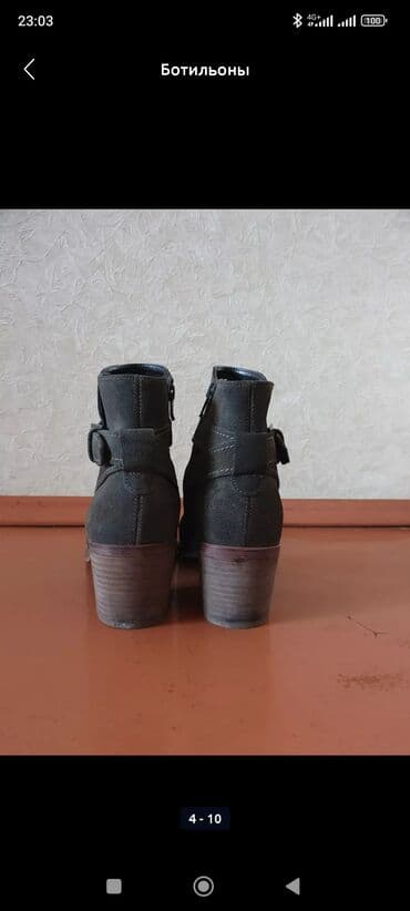 Атайын кийим: Ботильоны цвет хаки, замшевые, цена 700 сом. Полусапожки черные — 4