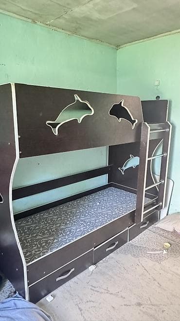bunk bed: Детская двухъярусная кровать «Дельфины» - Два спальных места одно над — 1