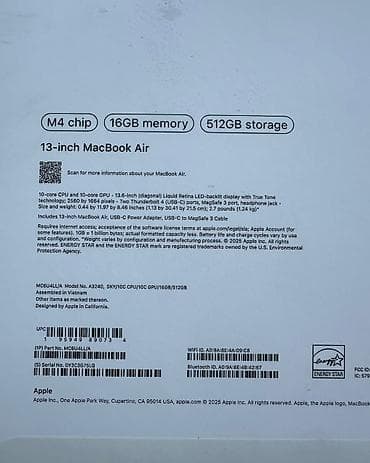 зарядка от ноутбука: Ультрабук, Б/у, Apple M4, ОЗУ, RAM: 16 ГБ — 6