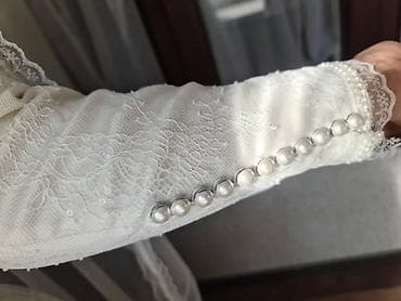 дордой платье: Свадебное платье в классическом стиле с длинными рукавами и высоким — 4