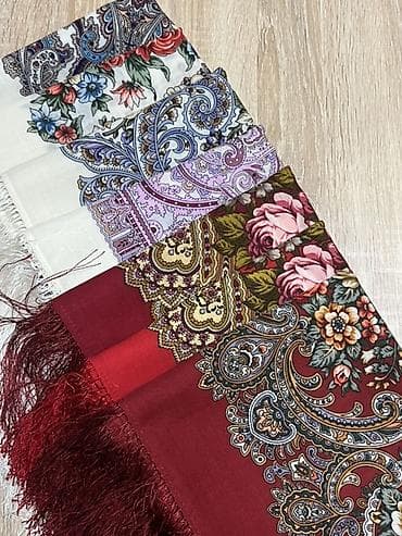 Чатырлар: Павловопасадские Платки с Бахромой - 89х89 размер - 100% шерсть - — 2