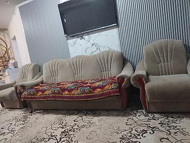 sofa bed: Комплект мягкой мебели, Б/у, Самовывоз, цвет - Бежевый — 4