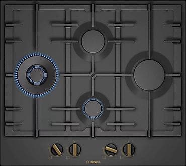 плита конфорка: Газовая варочная панель Bosch, 60 см, 4 конфорки, цвет черный/антрацит — 1