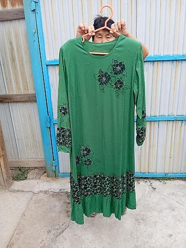 Айымдардын кийими: Күнүмдүк көйнөк, Корея, Жай, Узун модель, Вискоза, Түз, 3XL — 1