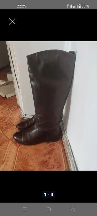 Сапоги: Сапоги эврозима натуральная кожаная 2000 сом, и замша красно-бордовый — 8