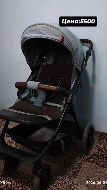 peg prego: Прогулочная коляска King Sport (серо-бирюзовый текстиль, чёрная рама) — 1