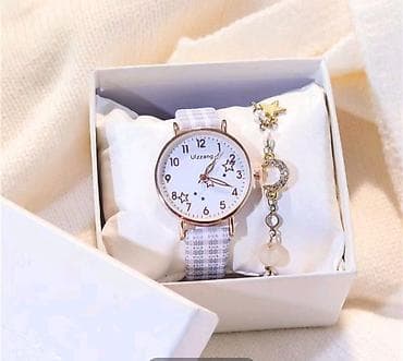 куплю бусы: Набор «Ulzzang»: женские наручные часы + браслет - Часы с круглым — 1