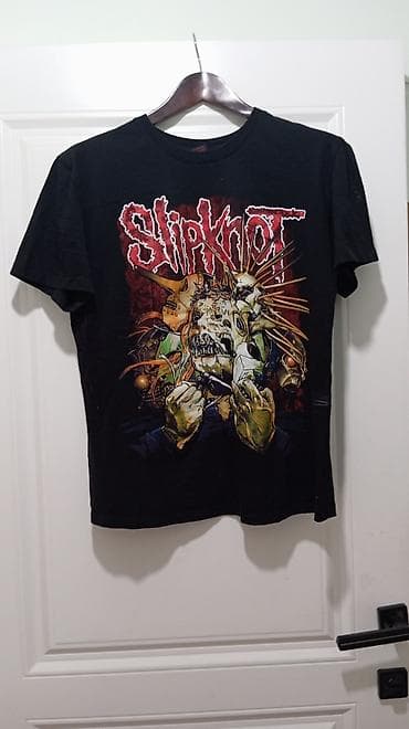 Мужская одежда: Футболка Slipknot, черная. - Принт: крупное цветное графическое — 2