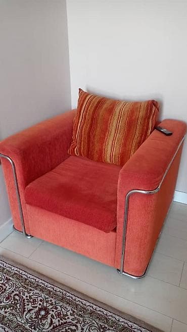 диван версаль: Комплект мягкой мебели, Б/у, цвет - Оранжевый — 7