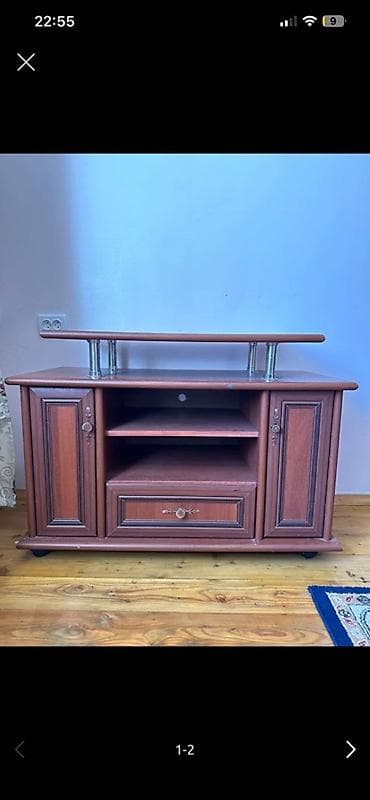 Тумбалар: Телевизордун шкаф жана стенди, Колдонулган, Полго орнотулма, ЛДСП, Өзү алып кетүү, түсү - Күрөң — 2